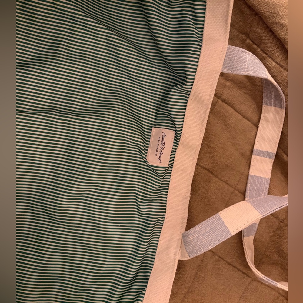 Hearth & Hand Bold Stripe Canvas Tote - Cream, Light Blue, Green - Picture 6 of 7
